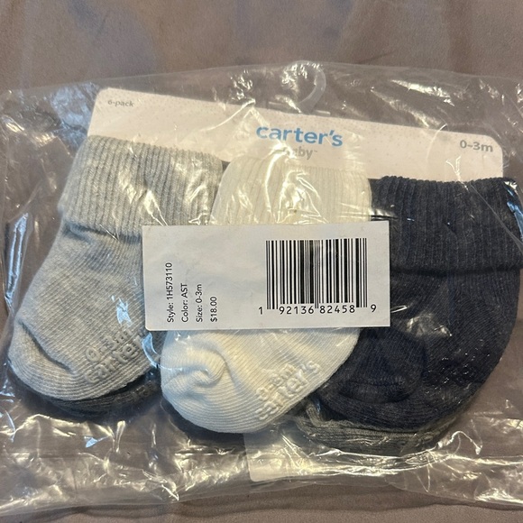 Carter's Other - Carter's Baby 6 Pack Neutral Socks - Gray, White, Navy 0-3 m